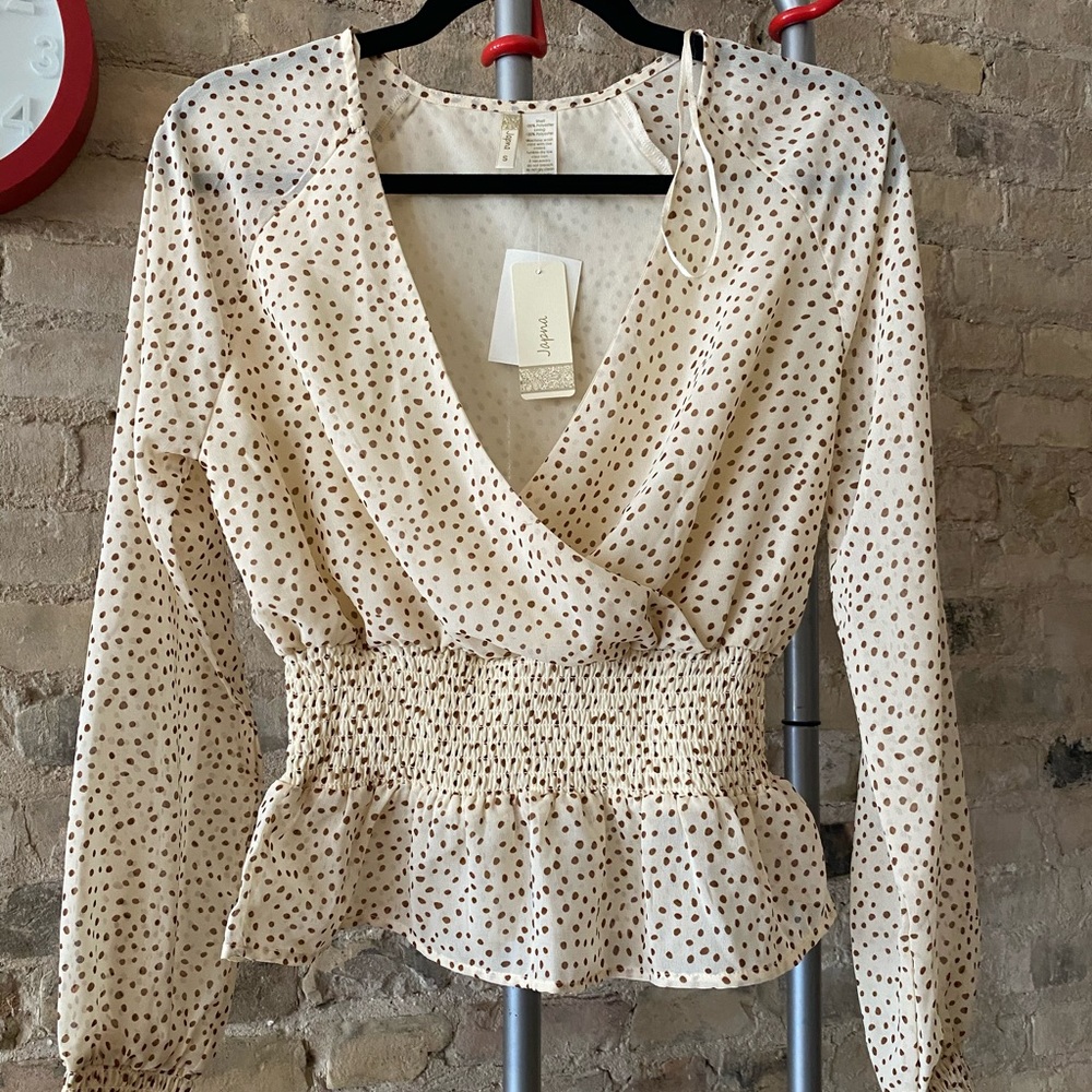Brown polka dot blouse